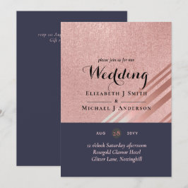 Rose Gold Navy Blue Glitzer Foil Look WEDING