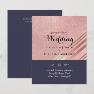 Rose Gold Navy Blue Glitzer Foil Look WEDING