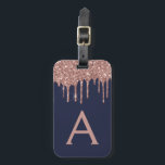 Rose Gold Navy Blue Glitzer Sparkeller Monogram Gepäckanhänger<br><div class="desc">Rose Gold - Blush Pink und Navy Blue Glitzer und Sparkle Monogram Name und erste Gepäckmarke. Diese Taschenmarke eignet sich ideal für Hochzeiten oder Brautpartys,  Flitterwochen,  Backto School,  Beauty Salon Work oder Reisen.</div>
