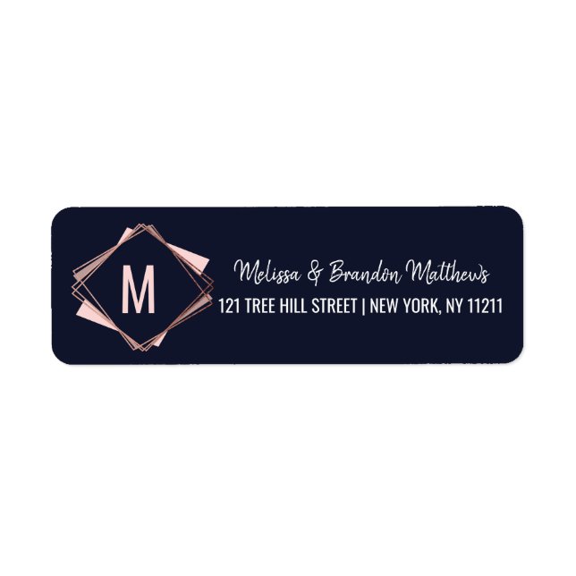 Rose Gold Navy Blue Mauve Geometric Address (Vorne)