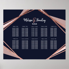 Rose Gold Navy Blue Mauve Geometric Seekarte Poster