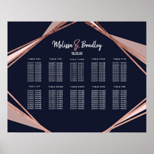 Rose Gold Navy Blue Mauve Geometric Seekarte Poster