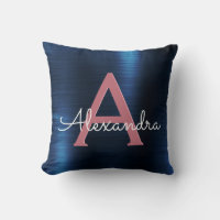 Rose Gold & Navy Blue Metallic Foil Mit Monogramm