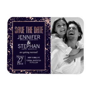 Rose Gold Navy Blue Paint Spritzer speichern Daten Magnet