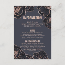 Rose Gold Navy Blumen Hochzeitsinformationen Begleitkarte