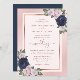 Rose Gold Navy Blush Blues Hochzeit Einladung