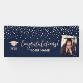 Rose Gold Navy Confetti Gratulation Abschluss Banner