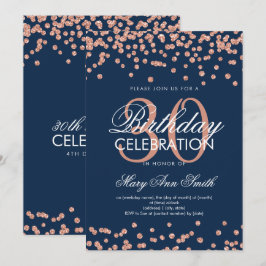 Rose Gold Navy Glitzer Confetti 30. Geburtstag Einladung