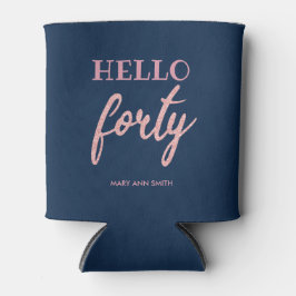 Rose Gold Navy "Hello 40" Geburtstags-Glitzer Dosenkühler