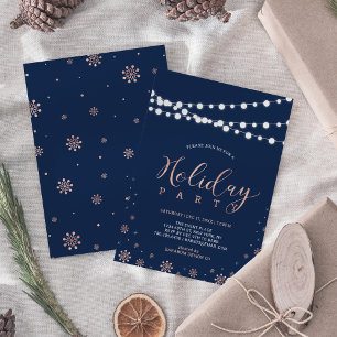 Rose Gold & Navy Moderne chic Feiertagsparty Einladung