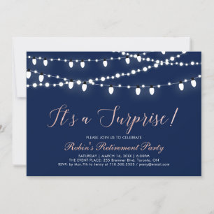 Rose Gold & Navy Überraschungs-Abschiedsparty Einladung