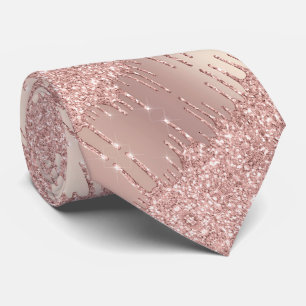Rose Gold Neck Tie Sparkle Blush Glitzer Tropfen Krawatte