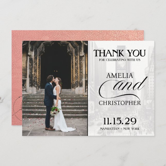 Rose Gold New York City Passport Dankeskarte (Vorne/Hinten)