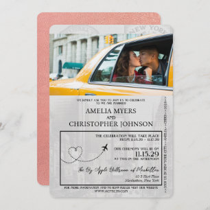 Rose Gold New York City Passport Hochzeit Einladung