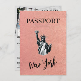 Rose Gold New York City Passport Save the Date