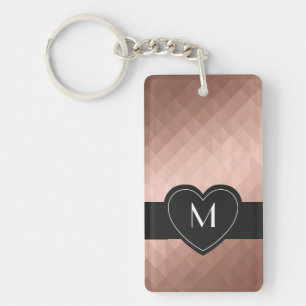 Rose Gold niedrig polygeometrisch modernes Herz Mo Schlüsselanhänger
