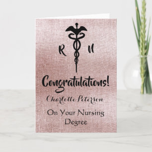Rose Gold Nurse Abschluss Gratulationskarte Karte