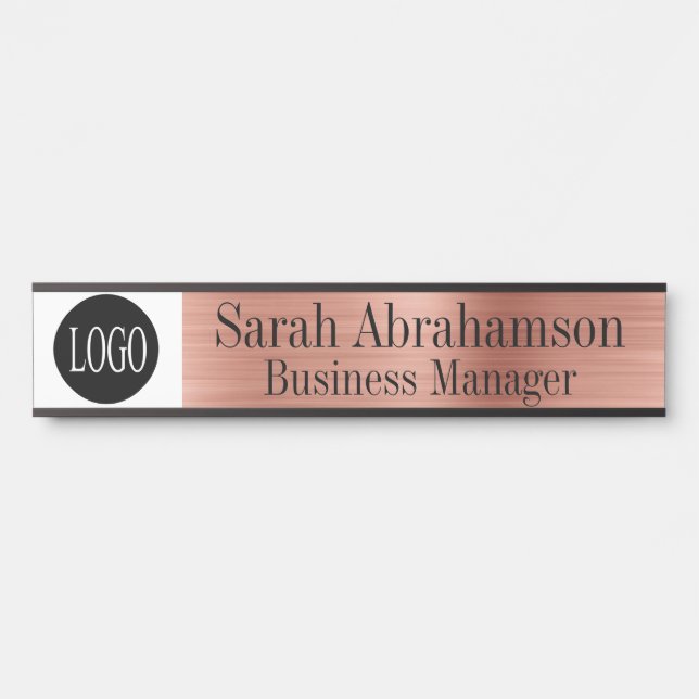 Rose Gold Office Door Signierung Long 10" Namenspl Türschild (Vorderseite )