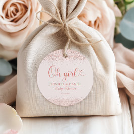 Rose Gold Oh Girl Favor Confetti Script Geschenkanhänger