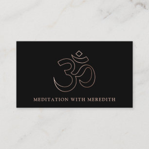Rose Gold Om Om Symbol Meditation Lehrer Schwarz Visitenkarte