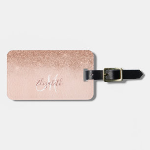 Rose Gold Ombre Glitter Monogramm Gepäckstück Gepäckanhänger