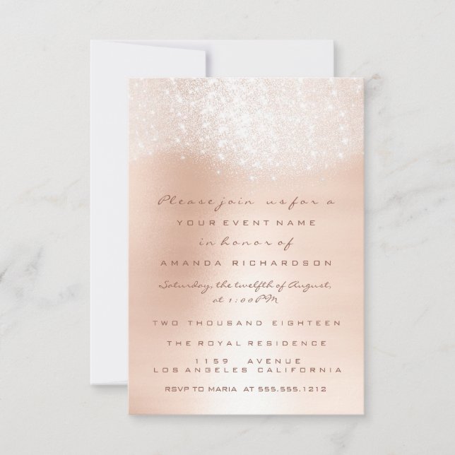 Rose Gold Ombre Glitzer Formal Einladung Park (Vorderseite)