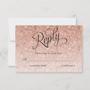 Rose Gold Ombre Glitzer Geburtstagskarte RSVP Karte