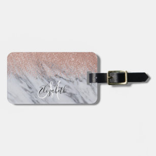 Rose Gold Ombre Glitzer Monogram Marble Gepäck Gepäckanhänger