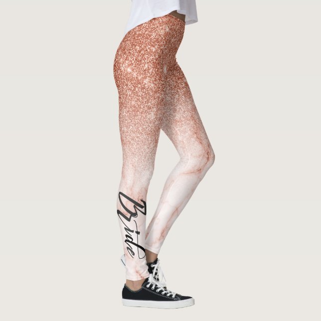 Rose Gold Ombre Glitzer Wedding Bride Marmor Leggings (Rechts)