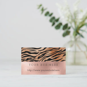 Rose Gold Orange Black Tiger Print Visitenkarte