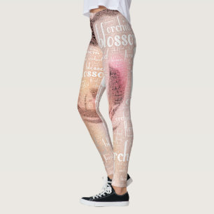 Rose Gold Orchid Word Cloud Embedded Foto Leggings