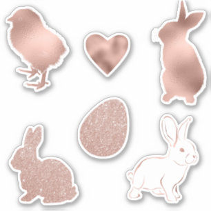 Rose Gold Osterfrühling Bunny Egg Glitzer Aufkleber
