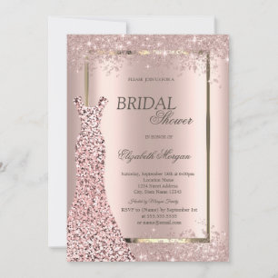Rose Gold Pailletten Kleid Konfetti Brautparty Einladung