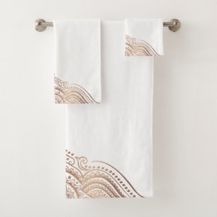Rose-Gold Paisley Lace Badhandtuch Set