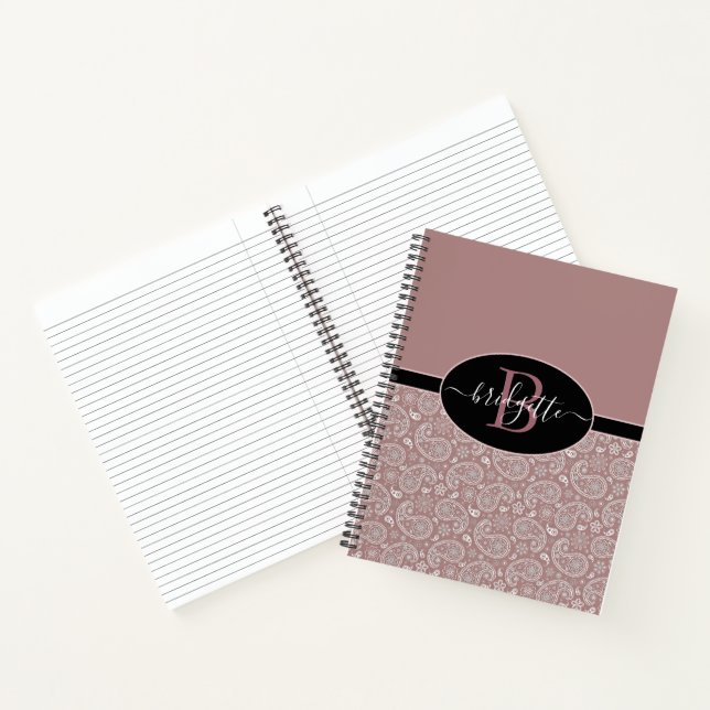 Rose Gold Paisley und Black Spiral Notebook Notizbuch (Innenseite)