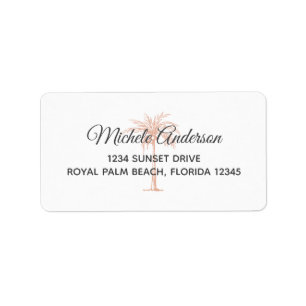 Rose Gold Palm Tree Hochzeit RSVP Rücksendeadresse Adressaufkleber