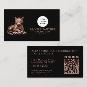Rose Gold Panther-Barbier-Shop-Logo-QR-Code Visitenkarte