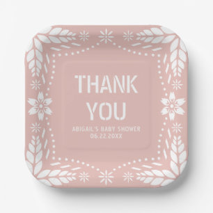 Rose gold papel picado Danke Baby Girl Dusche Pappteller