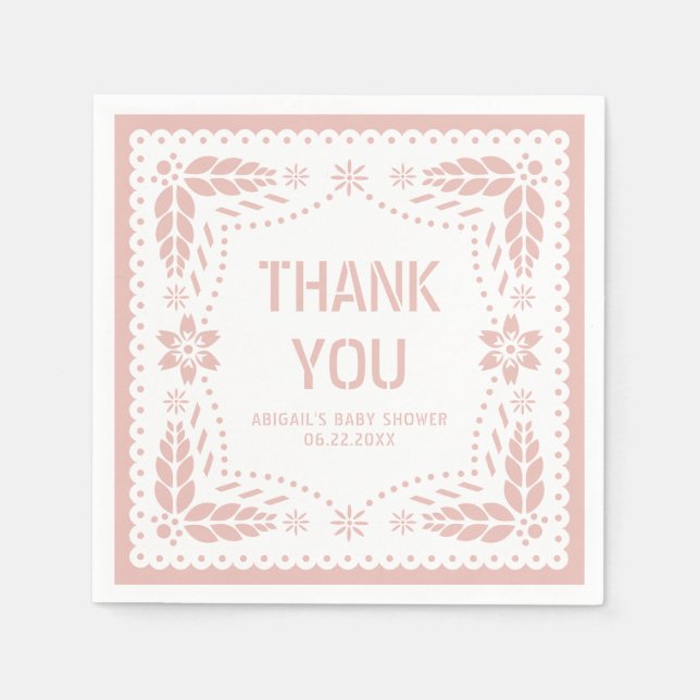 Rose gold papel picado Danke Baby Girl Dusche Serviette (Vorderseite)