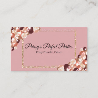 Rose Gold Party Planning Business Card Visitenkarte