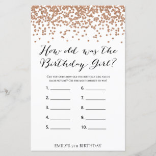 Rose Gold Party - Wie alt war Geburtstagsspielerin