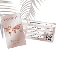 Rose Gold Passport Weltkarte Boarding Pass