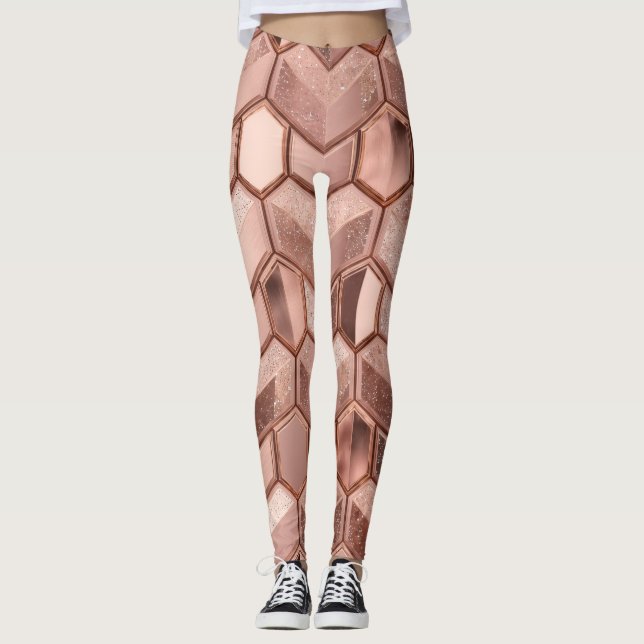 Rose Gold Pattern Design – Elegant Luxury Metallic Leggings (Vorderseite)