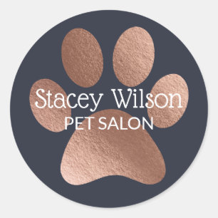 Rose-Gold-Paw-Print-Logo für das Navy-Product-Labe Runder Aufkleber
