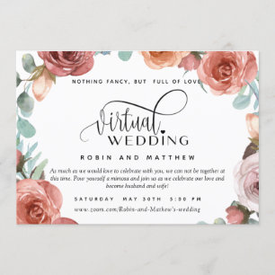 Rose Gold Peach floral Online Virtual Wedding Einladung