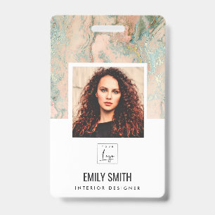 ROSE GOLD PEACH GREEN EMPLOYEE FOTO BAR CODE NAME AUSWEIS