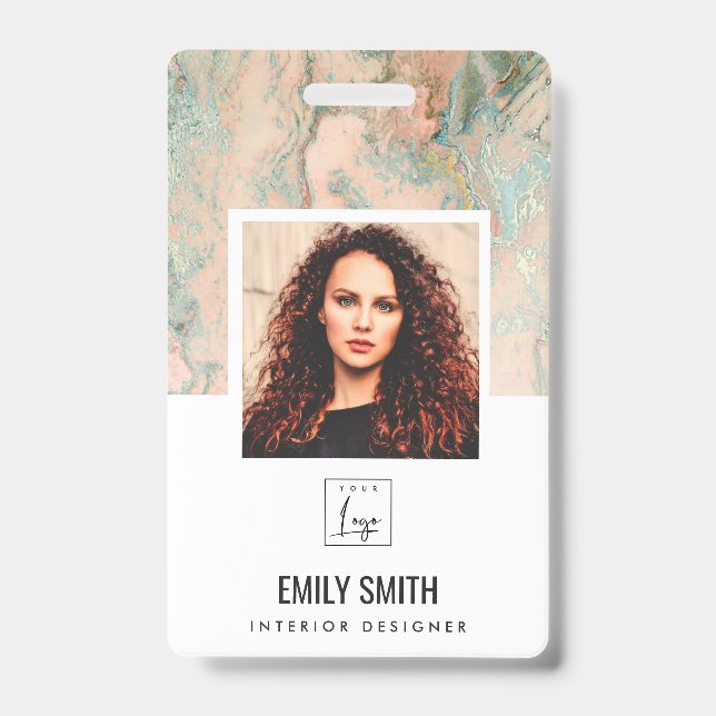 ROSE GOLD PEACH GREEN EMPLOYEE FOTO BAR CODE NAME AUSWEIS (Vorderseite)