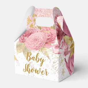 Rose Gold Peonies Glitzer Girl Baby Dusche Geschenkschachtel