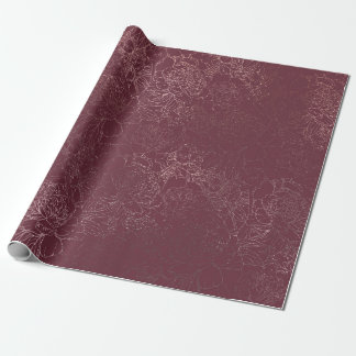 Rose Gold Peony Kontur Muster auf Burgund Geschenkpapier