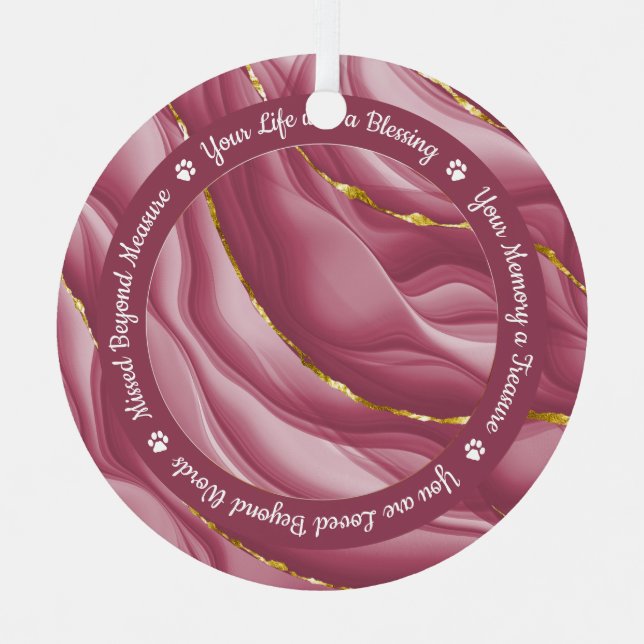 Rose Gold Personalisiert 2 Haustiere Foto Ornament Aus Metall (Vorderseite)